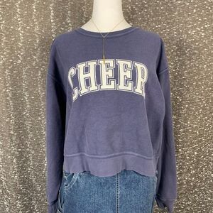 Varsity Spirit Cheer Ribbed Blue Crewneck Sweatshirt Cotton Women's Medium